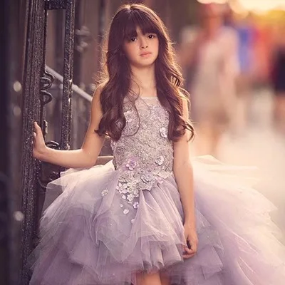 

Fancy Flower Girl Dress with Train 2019 Children Show Performance Costume Kids Long Mermaid Tulle Pink Gowns Boutique Clothes