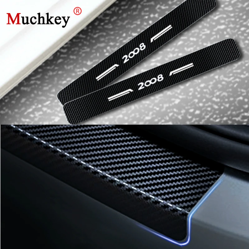 MyGone for VW Passat 4D M Car Carbon Fiber Door Sill Sticker Entry Guard Scuff Plate Pedal Protect Styling Kick Plates Anti Scratch Threshold Cover 4Pcs White