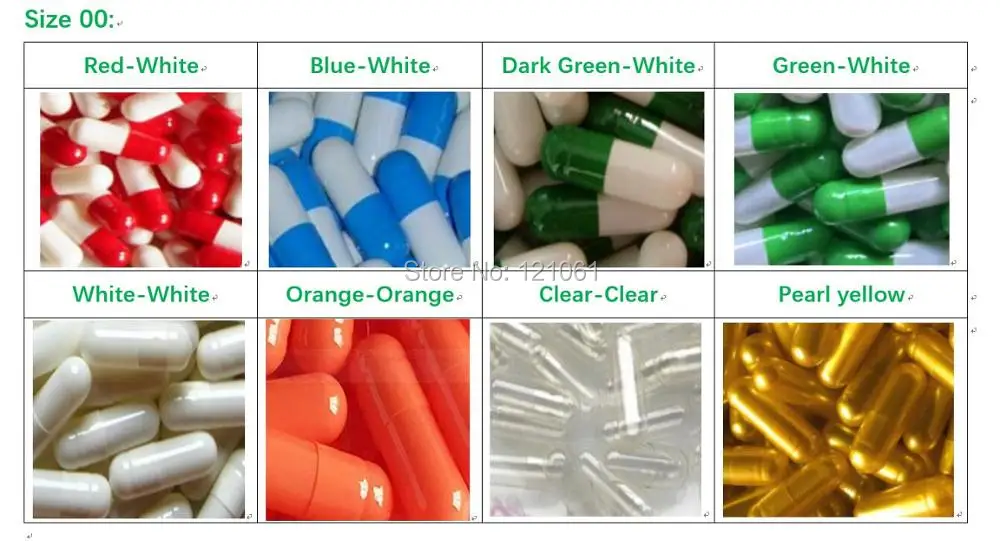 

00# 100pcs!All kinds of Colored Capsules Size 00,Hard Gelatin Empty Capsule Size 00! (joined or seperated capsules available!)