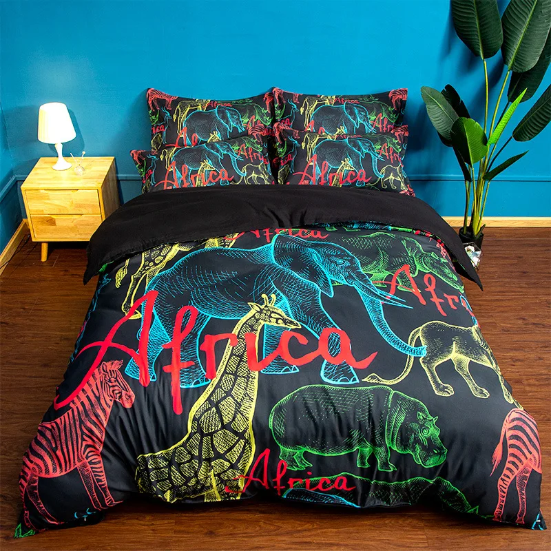 

Family of Four Tropical Animal Duvet Cover Students Dormitory Three-Piece 15m M Sheets People Ins Bed Supplies