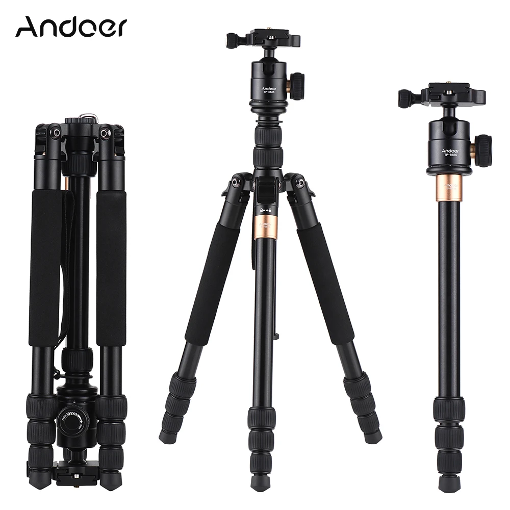 Andoer TP 668S Portable Tripod Photography Travel Tripod Monopod Mount