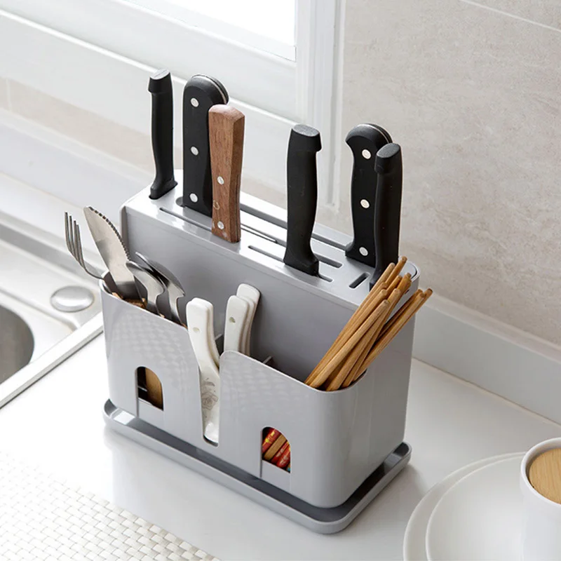 

Home Use Kitchen Tool Knife Spoon Chopsticks Fork Multifunction Storage Box Rack Cutlery Holder Plastic for Kitchen Countertop