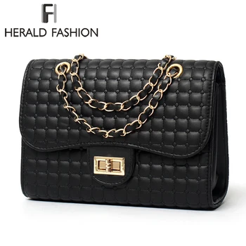 

Herald Fashion Diamond Lattice Women Messenger Bag Quality Leather Chain Female Shoulder Bag Casual Flap Bag Lady' Crossbody Bag