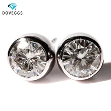 DovEggs 14 K 585 Белое золото 2CTW 6,5 мм 1CT каждый F цвет серьги-гвоздики с муассанитом серьги для женщин Push Back гнездовая оправа сережки золото