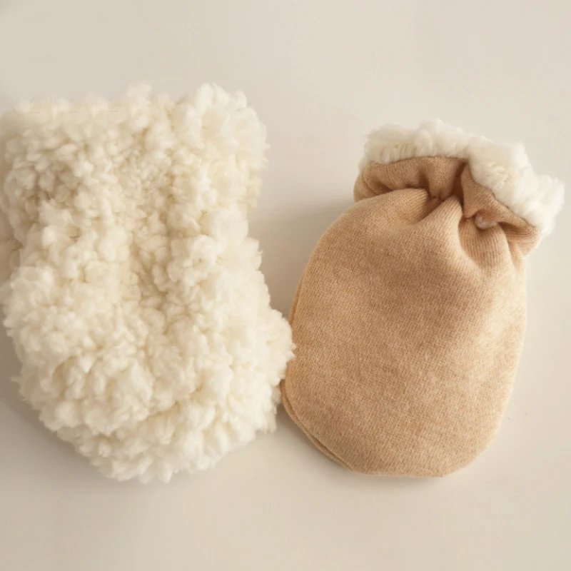 

Gloves Outdoor 1Pair Anti-scratch Keep warm Autumn And Winter Babe Lamb Cashmere Organic Cotton Child Thicken