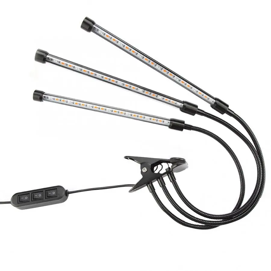 Светодиодные лампы для выращивания растений комнатных USB 27W 3 Head LED растущие чипы с