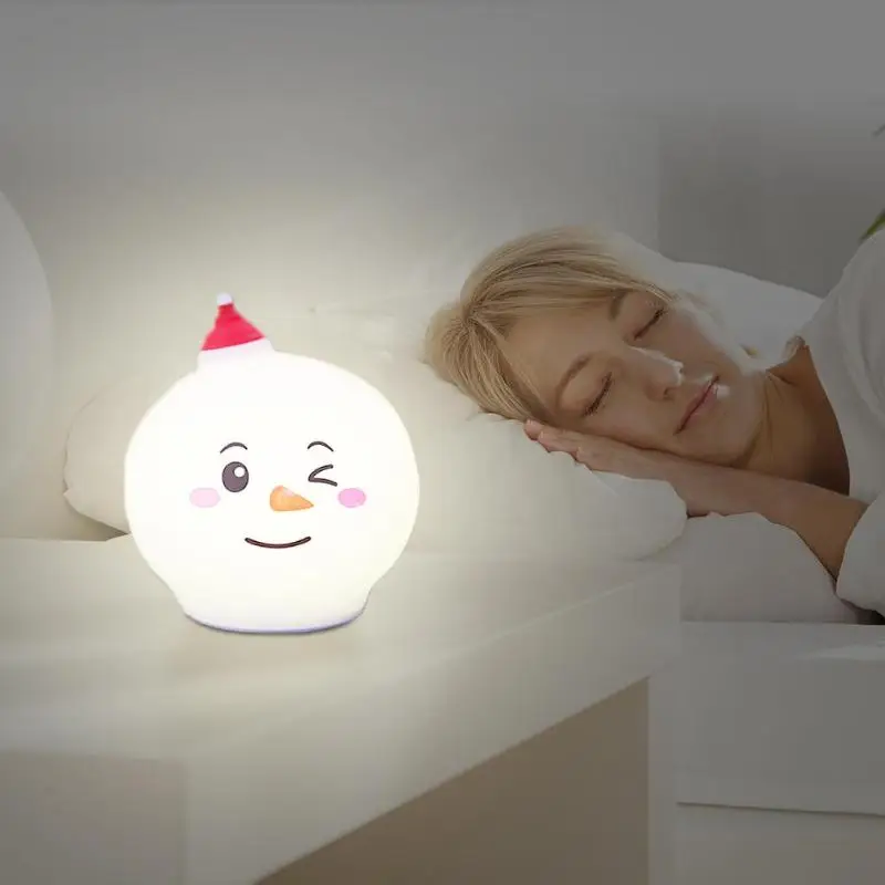 

7 Colors Cute Christmas Silicone Night Lamp Pat Light Induction Lamp Christmas Decoration For Home New Year Gift For Children