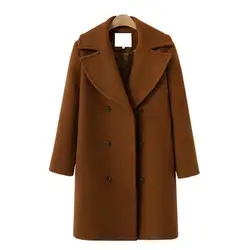 Повседневное модное зимнее пальто куртка большого размера шерстяное винтажное пальто длинное для женщин женский кардиган двубортное