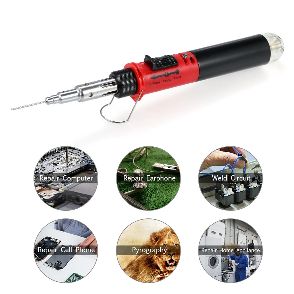 

Gas Soldering Iron 12 in 1 Professional Pen Type Butane Gas Electric Soldering Iron Set Dual Function Flame Ignitor Welding Tool