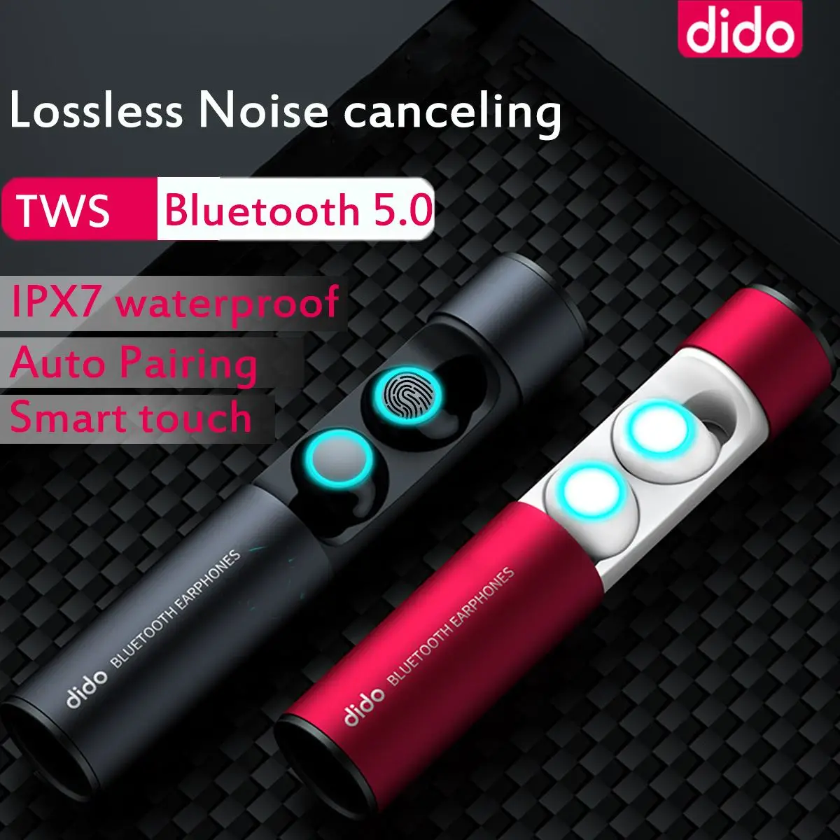 

True TWS IPX7 bluetooth 5.0 Earbud Waterproof Sports Earphones Wireless Stereo Headset with Charging Box Mic for Smartphone