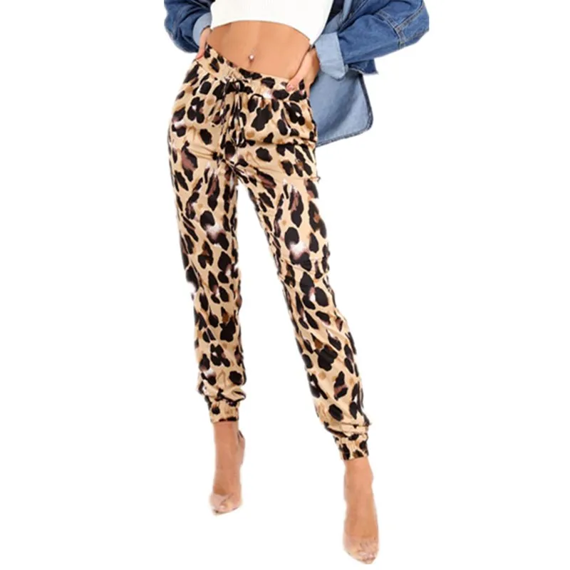 

Women Pants High Waist Leopard Print Haren Pant Elastic Waist Trousers Streetwear OL Work Wear Women Pencil Pants Clothes