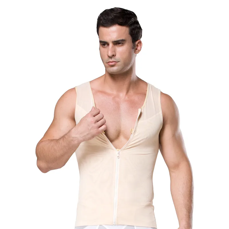 

Mens Body Shaper Abdomen Slimming Shapewear Belly Shaping Corset Top Gynecomastia Compression Shirts WIth Zipper Waist Trainer