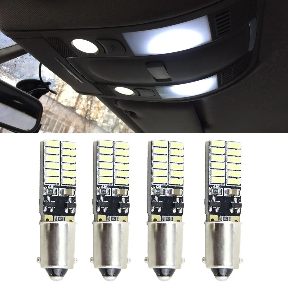 

DHBH-8pcs Canbus Car Bulb Free Error Ba9s T4w H6w Led White 4014 24smd 4.8w Led Automotive Light Lamp 12v Parking 57 233 W6w T