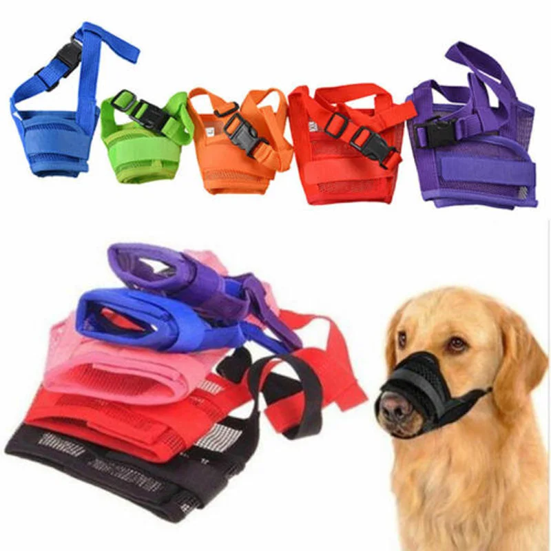 

Pet Dog Adjustable Mask Bark Bite Mesh Mouth Muzzle Grooming Anti Stop Chewing