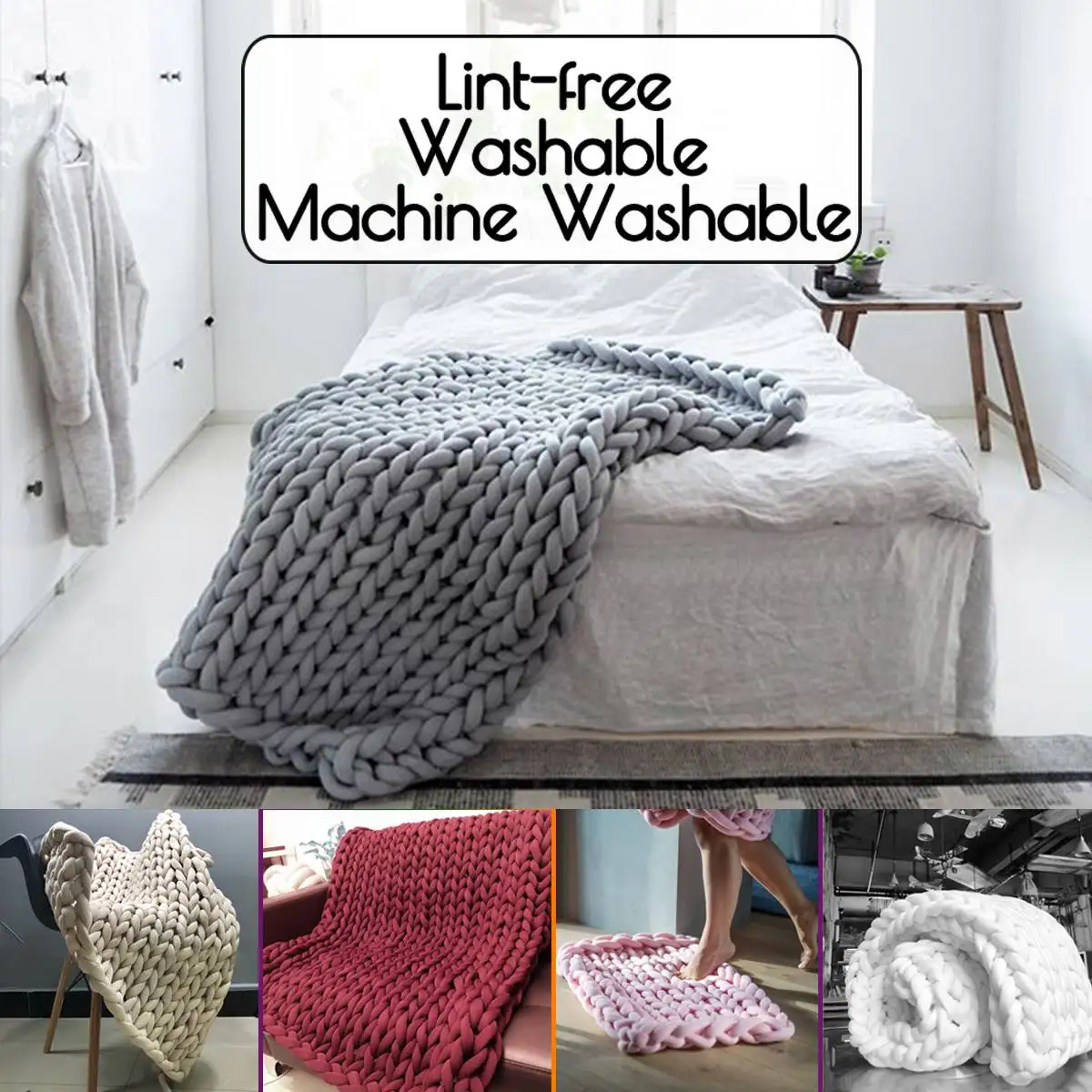

5 Size Multi-color Hand Weaving Knitted Blanket Machine Washable Lint-free cotton Blanket Soft Knitting Throw Blankets Bed Decor