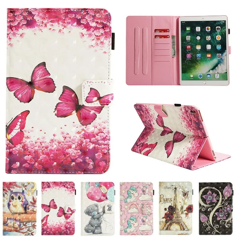 

For iPad Pro 10.5 Case Tablet 2017 3D Butterfly Unicorn Print Pattern PU Leather Case Funda For iPad Pro 10.5 Cover Cases