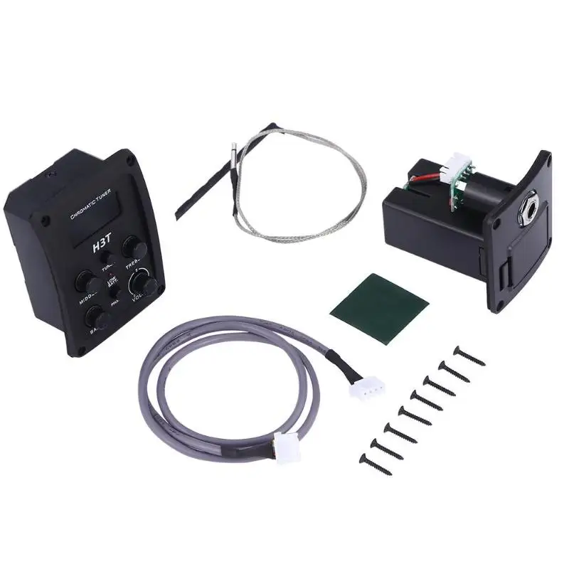

Pre-wired Preamp 4 Band EQ Amplifier LCD Screen Equalizer Tuner for Acoustic Guitar Comp Pickups Black Musical Instruments