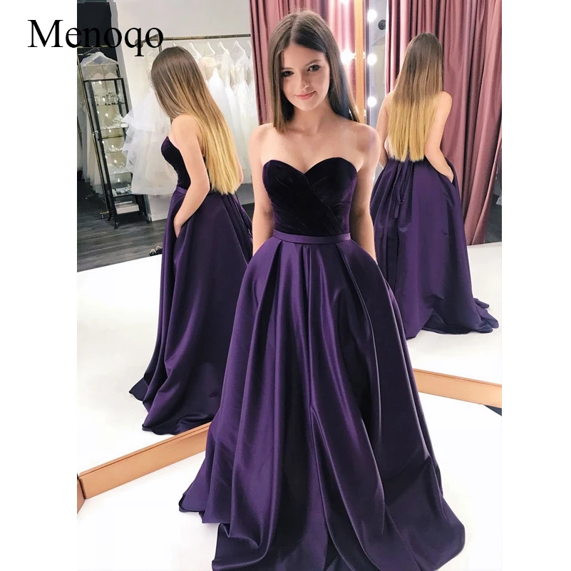 

Menoqo Simple A-Line Charming Sweetheart New Purple Evening Dress Prom Gowns for Teens Prom Party Dresses