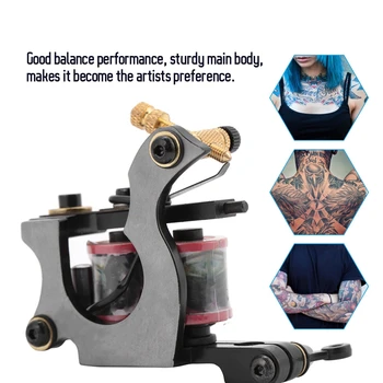 

10 Wrap Coils Retro Copper Color Professional Alloy Tattoo Machine Liner Shader Tattoo Gun permanent makeup machine ec