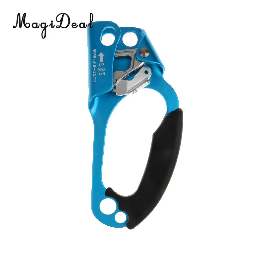 MagiDeal 4KN Rock Tree Climbing Equipment Right Hand Ascender Clamp for 8-12MM Rope Blue Rock Climbing Rappelling Anchoring