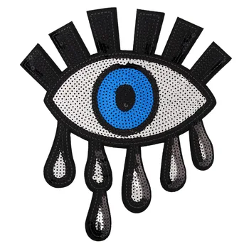 

10pcs Big eyes silver sequins eyes badge embroidered patch iron on applique for clothing accessories bag decoration