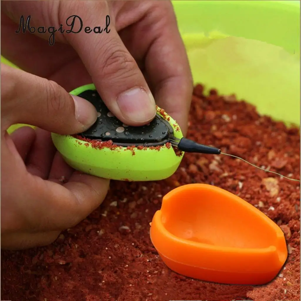 

MagiDeal Fishing Feeder Method Mould Carp Bait Feeding Form Tool Quick Durable Nontoxic Release Fishing Mould Orange/Green