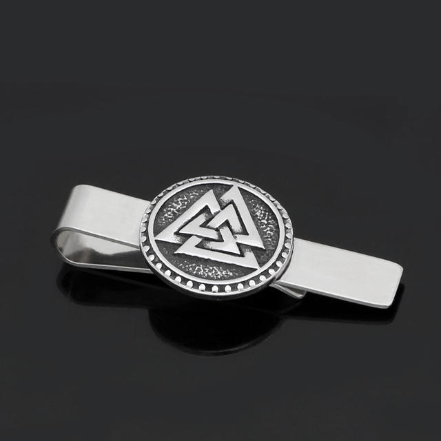STAINLESS STEEL VALKNUT VIKING TIE CLIPS