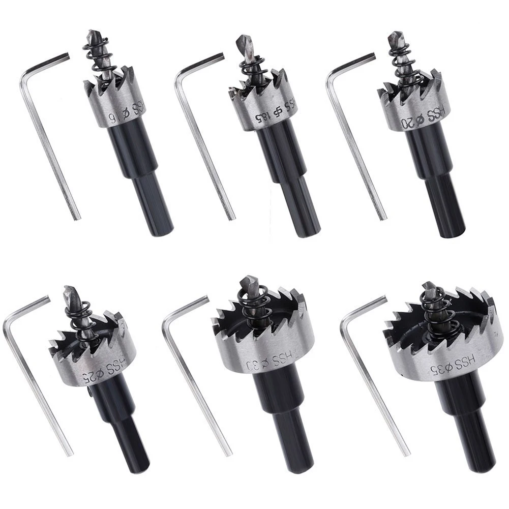 

6 Pcs 16-35MM HSS High Speed Steel Hole Saw Tooth Cutter Drill Bit Set Stainless Metal Alloy Tool Kits for Aluminum Steel Wood
