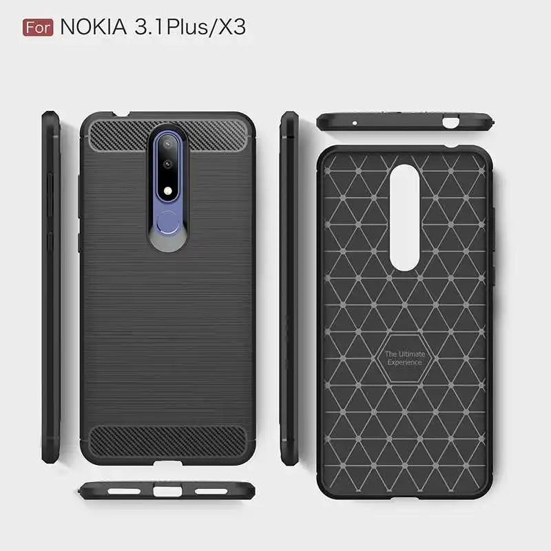 Противоударный мягкий силиконовый чехол из углеродного волокна и ТПУ для Nokia 3 1
