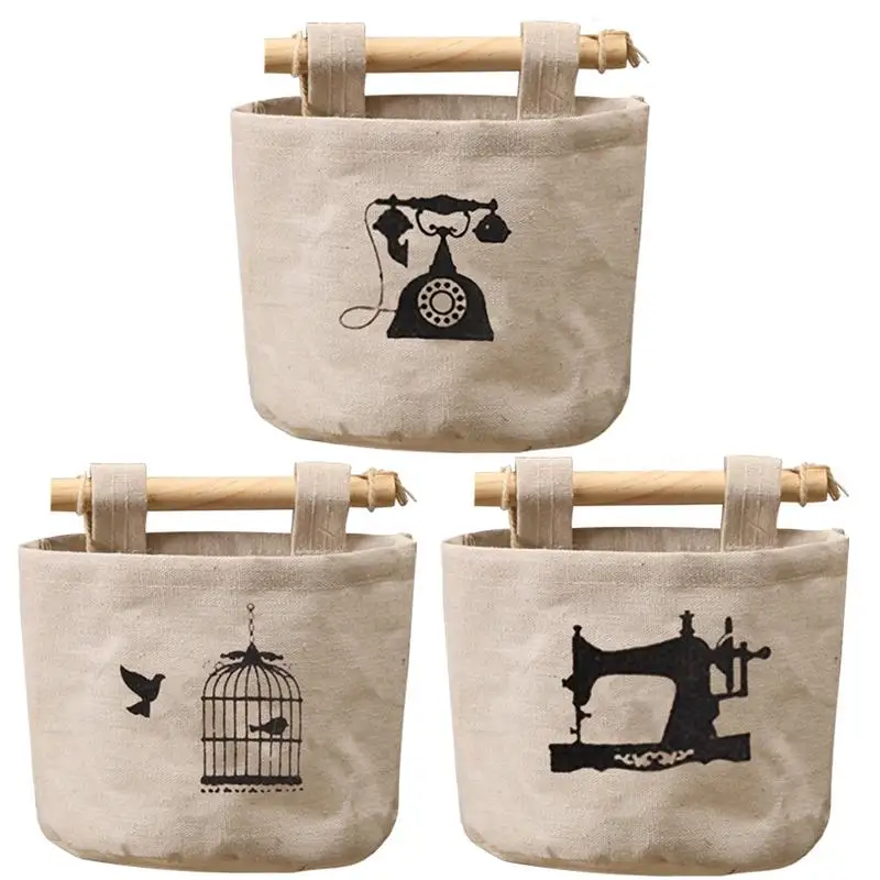 الفن حقيبة التخزين حقيبة للحمل الحائط خزانة القطن الكتان النسيج تماما مخزن الهواتف المحمولة ألعاب أطفال اكسسوارات