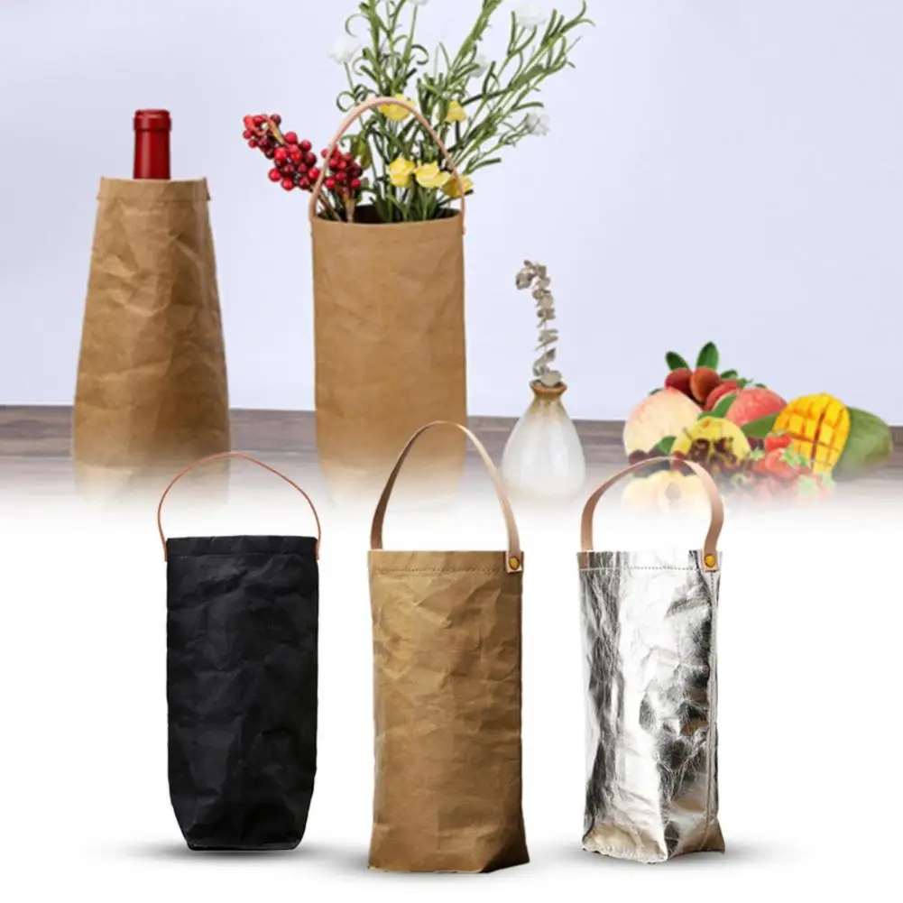 

Washable Kraft Paper Tote Bag Wine Packaging Box Environmentally Friendly Tote Bag Food Bread Party Kraft Paper Gift Bags