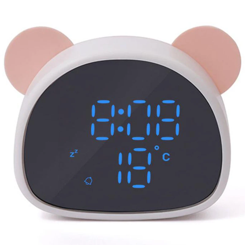 

Electronic Digital Led Alarm Clock Creative Cartoon Panda Mirror Clock Snooze Voice Recording Home Decor For Children'S Gift