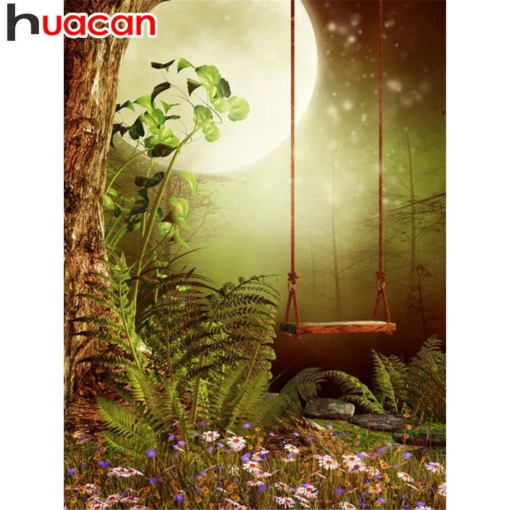 

HUACAN Full Square Diamond Painting Cross Stitch Landscape 5D DIY Diamond Mosaic Swing Picture Of Rhinestone Decor Home