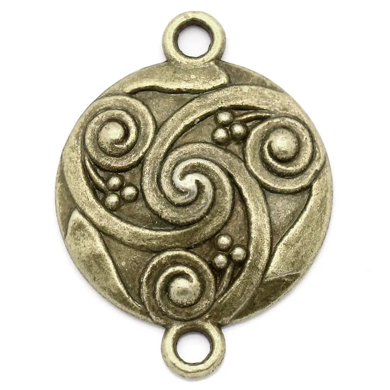 

Lovely Connectors Findings Round Antique Bronze Pattern Carved 28x21mm,30PCs (B23536)