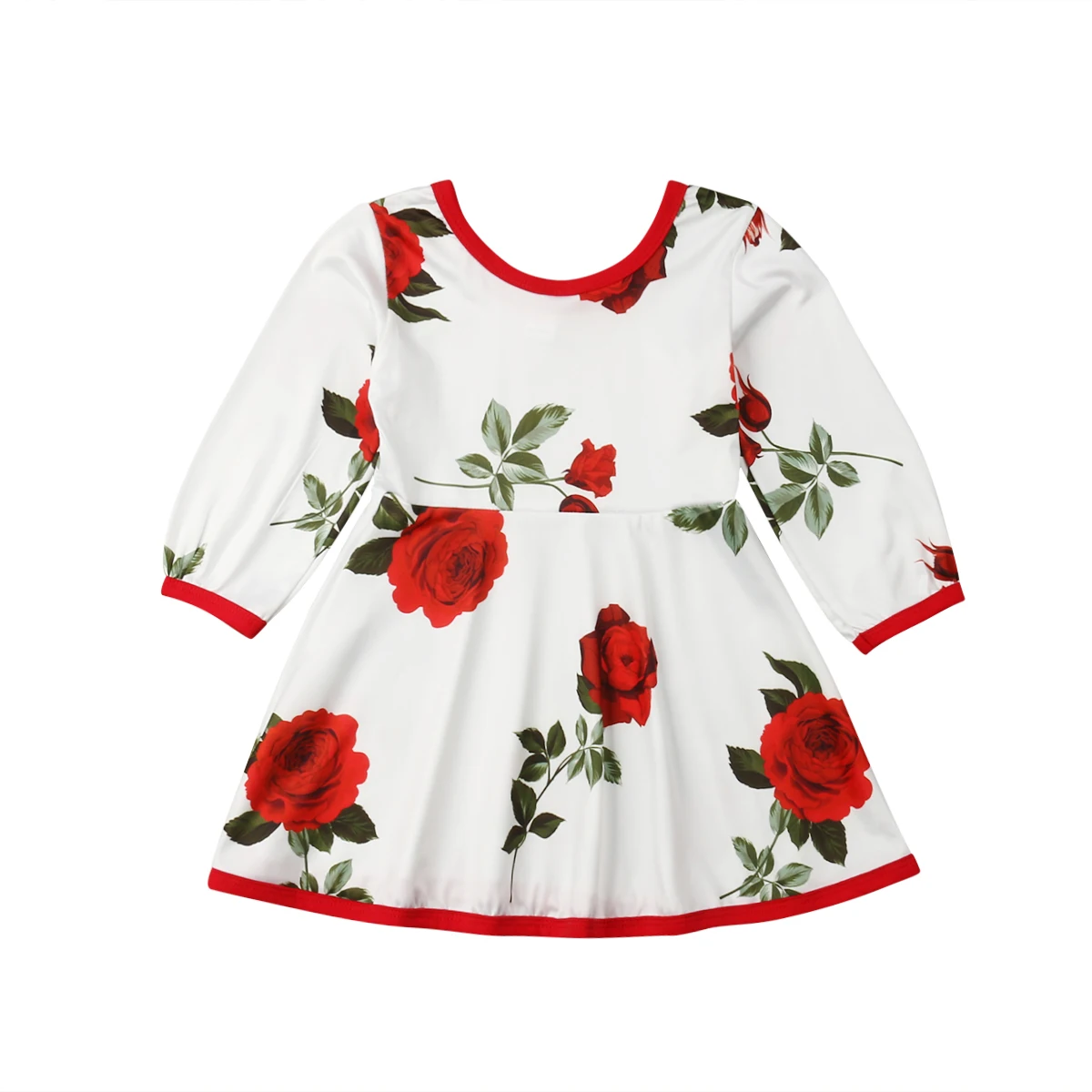 

Autumn Cute Boho Holiday Dress Infant Baby Girls Dress Flowers Print Ruffles Knee-Length Long Sleeve A-Line Dress