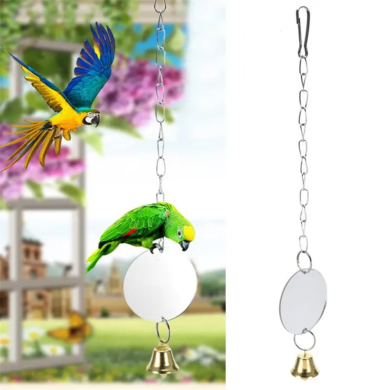 

Parrot Daily Necessities-Parrot Bell Toy With Mirror- Entertainment Rest Dual Use, Decorative Bird Cage