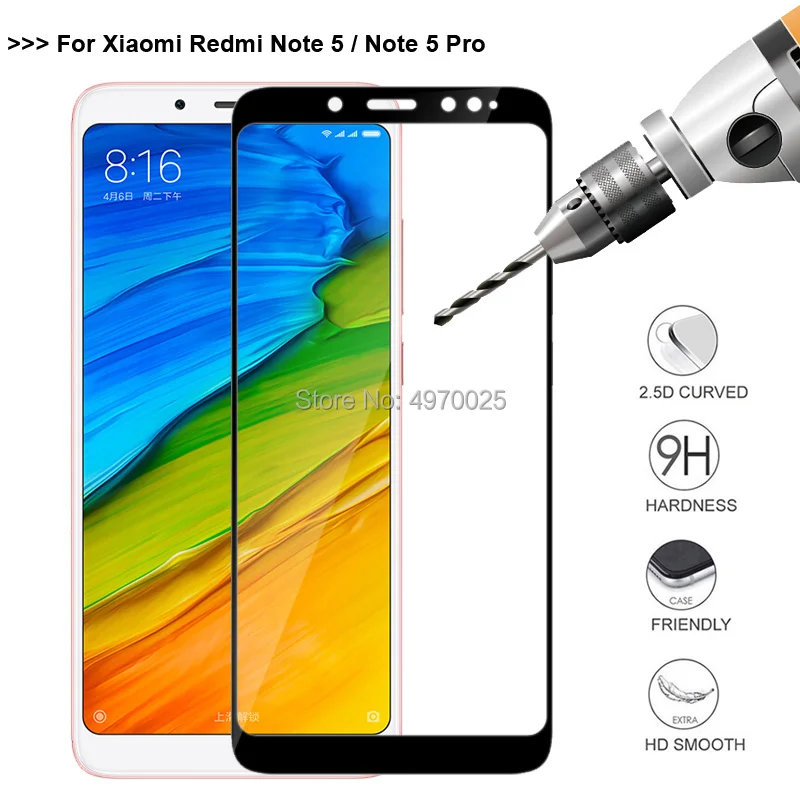 

9H Full Cover Tempered Glass For Xiaomi Redmi Note 5 Screen Protector For Xiaomi Redmi Note 5 Pro Protective Glass Film