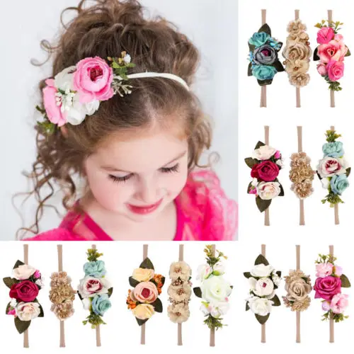 

Lovely Baby Girls Flower Hairband Bow Soft Head Elastic Band Infant Toddler Headband Flower Hair Accessories