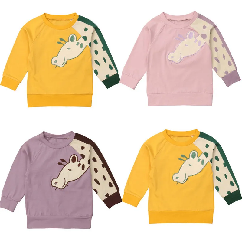 

CANIS Toddler Kids Giraffe Baby Girl Cotton T-shirt Top Sweater Hoodie Sweatshirt Outfit Sweatsuit Autumn Winter Girls Clothing