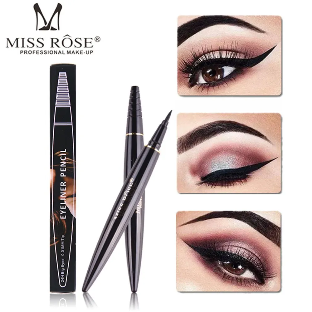MISS ROSE 1PC Liquid Black EyeLiner Pencil 24 Hours Long Lasting