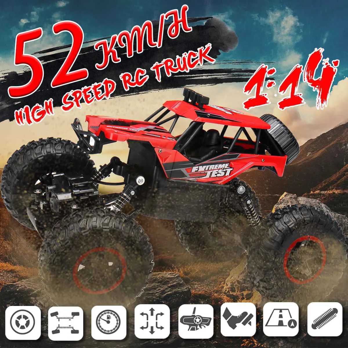 

RC Car 1/14 4WD Remote Control High Speed Vehicle 2.4Ghz Electric RC Toys Monster Truck Buggy Off-Road Toys Kids Suprise Gifts