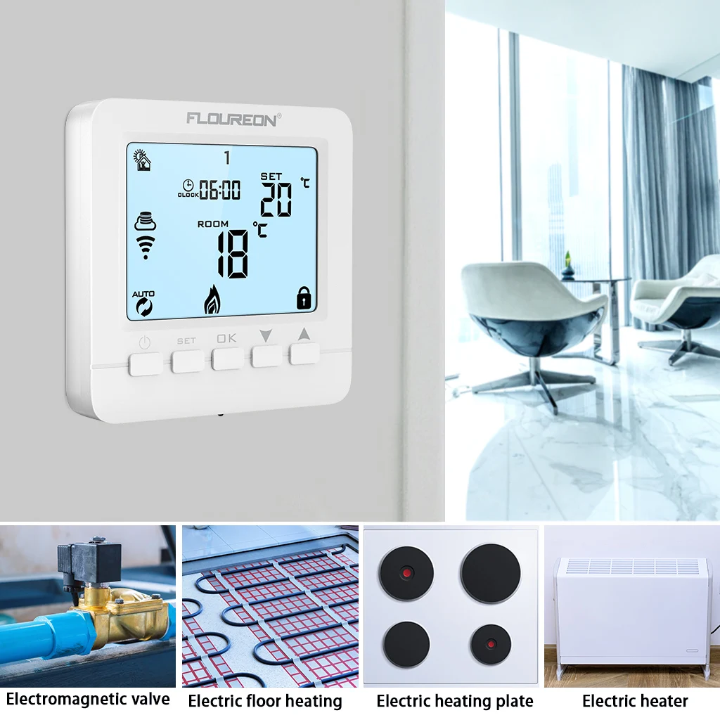 

Thermostat HY02B05-WiFi 16A Programmable Digital Accurate Temperature Control APP Compatible with amazon Alexa and Google Home