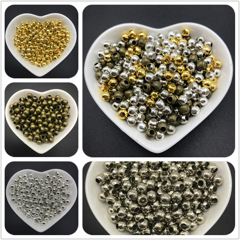 

3mm 4mm 5mm 6mm 100pcs/Lot Metal Spacer Beads Round Loose Beads Jewelry Findings DIY Beads For Jewelry Making