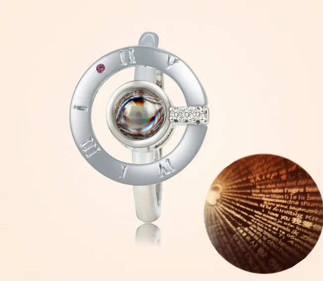 Новое модное серебряное Золотое проецируемое кольцо для женщин 100 языков I Love You обручальное кольцо ювелирное изделие подарок