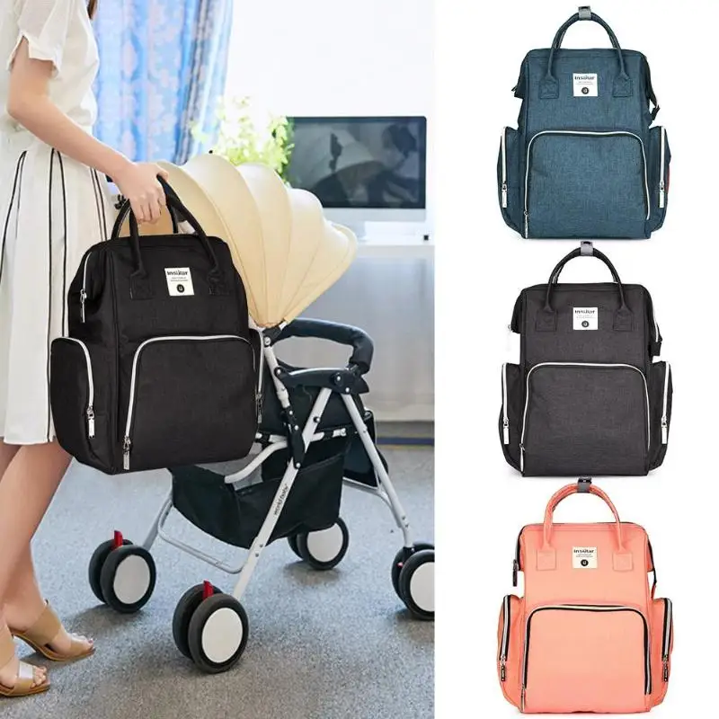 

Diaper Bag Backpack Large Capacity Travel Maternity Nursing Bag Baby Care with Wet Napkin Box Urine Pad Cart Hanging Belt