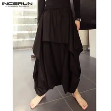 Харадзюку мужские брюки уличная Панк мужские брюки свободные брюки черный Большой промежность крест-брюки танец хип-хоп хмонг мешковатые широкие ноги 5XL