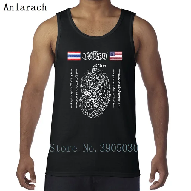 Muay Thai America To Thailand Tiger Vests Summer Cute Best Clothes Muay Thai America To Thailand Tiger Vests Summer Cute Best Clothes Tank Tops For Men Custom O Neck Letters Anlarach Branded