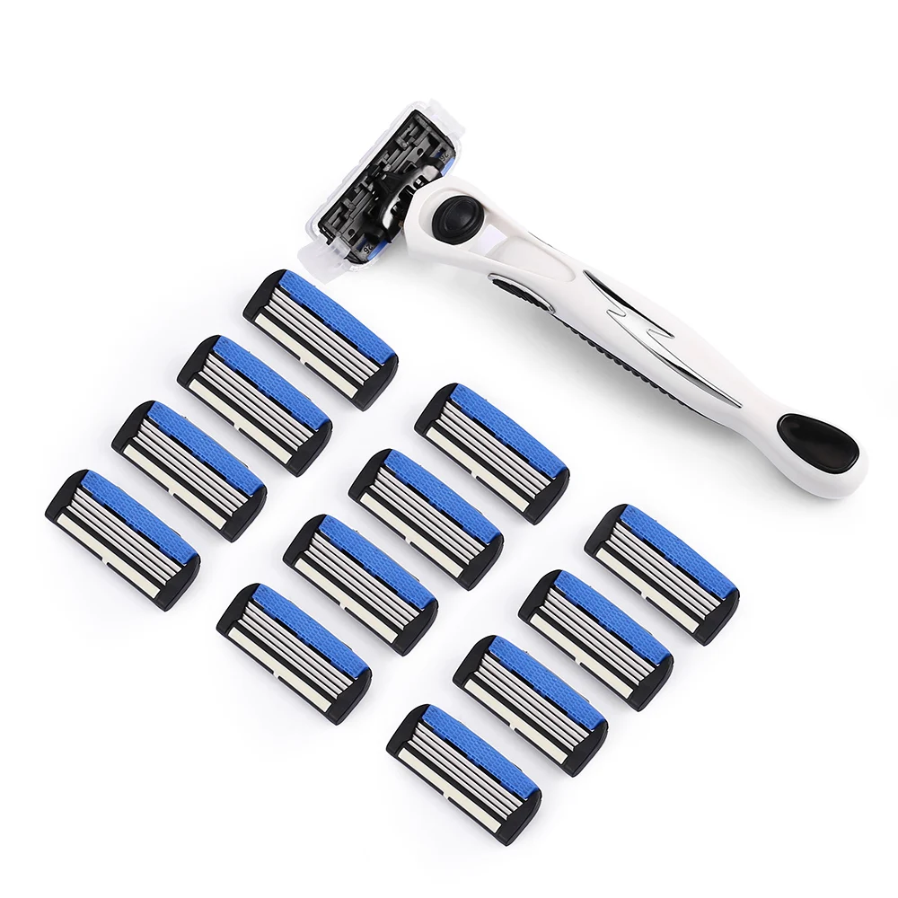 

KL-483L0 shaver Razor for Men 5-layer Blade Disposable Hotel Manual Shaver with 12 Replaceable Head
