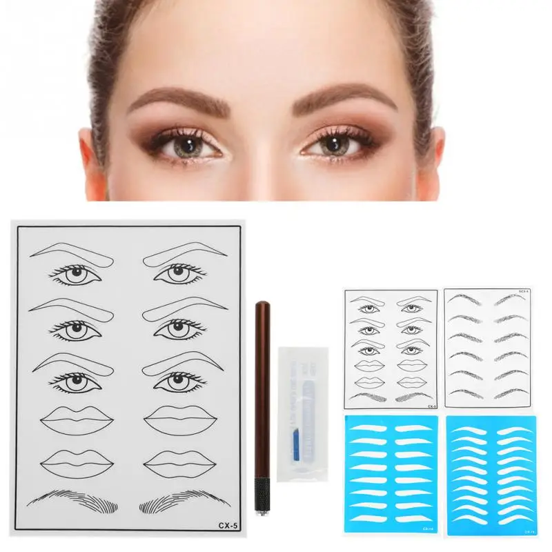 

Semi-Permanent Eyebrow Manual Microblading Tattoo Makeup Tool Set Kit Pen Blade Needle Pin Eyebrow Practice Tattoo Kits Pen