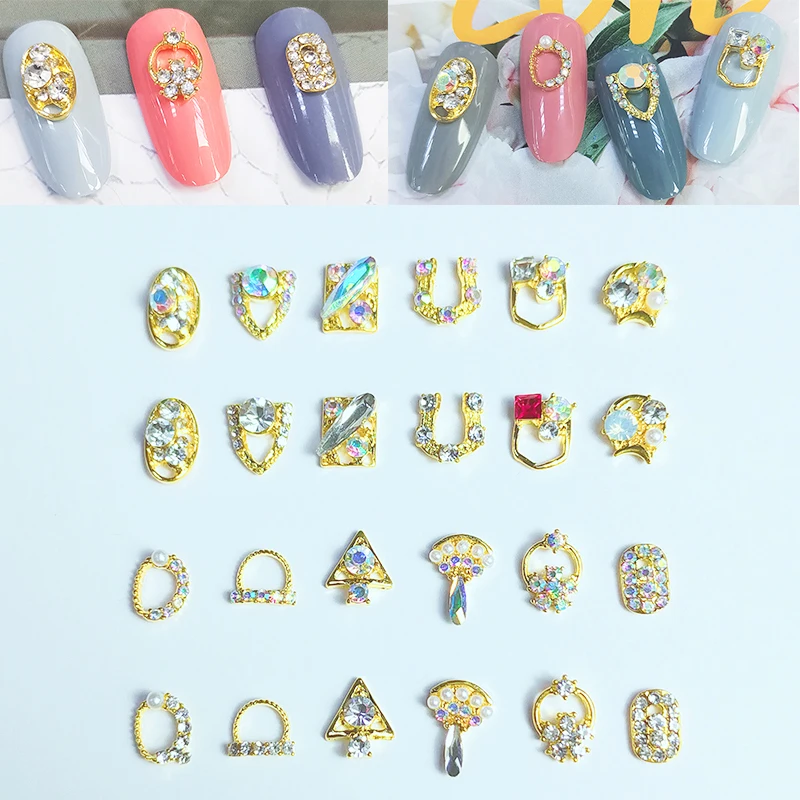 

HNUIX 10 pcs/pack Charm Nail Art Rhinestone Decorations Metal Alloy Shiny Crystal Jewelry Fashion Designs 3D Manicure Books Acce